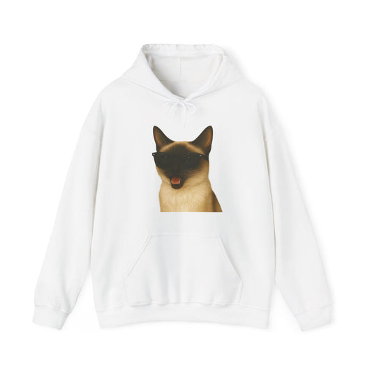 Siamese Cat Wearing Sunglasses - Adult Hoodie