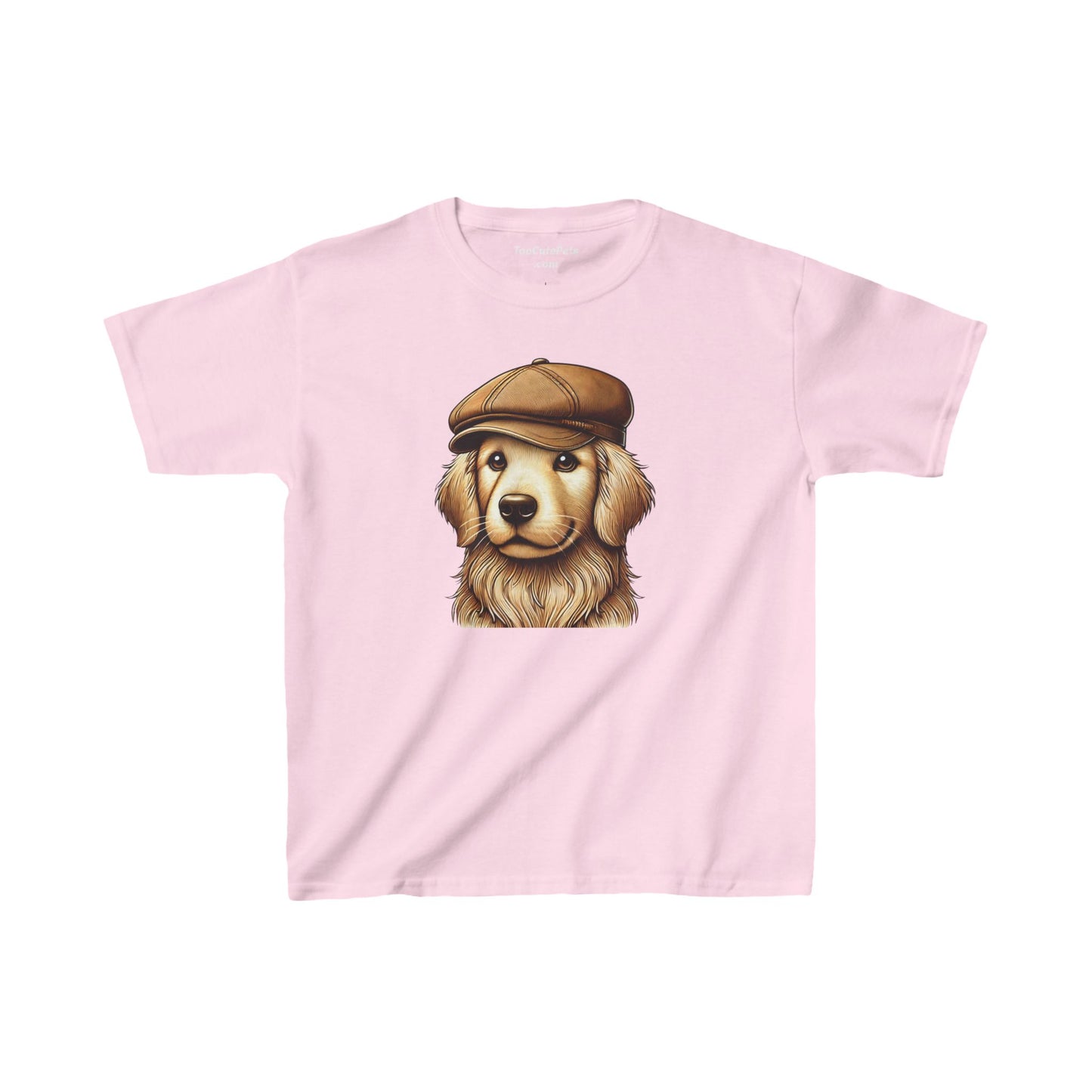 Golden Retriever With Newsboy Hat - Youth T-Shirt - Too Cute Pets