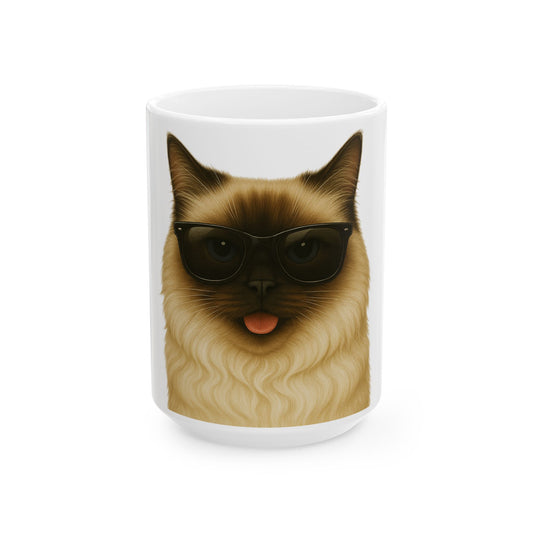 Ragdoll Cat Wearing Sunglasses Ceramic Mug