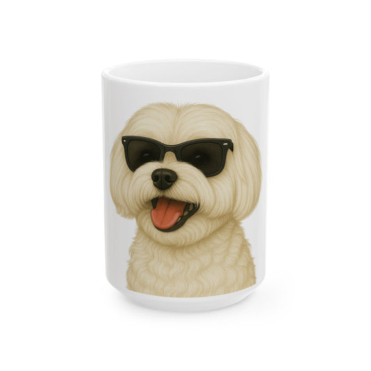 Maltese Wearing Sunglasses Ceramic Mug
