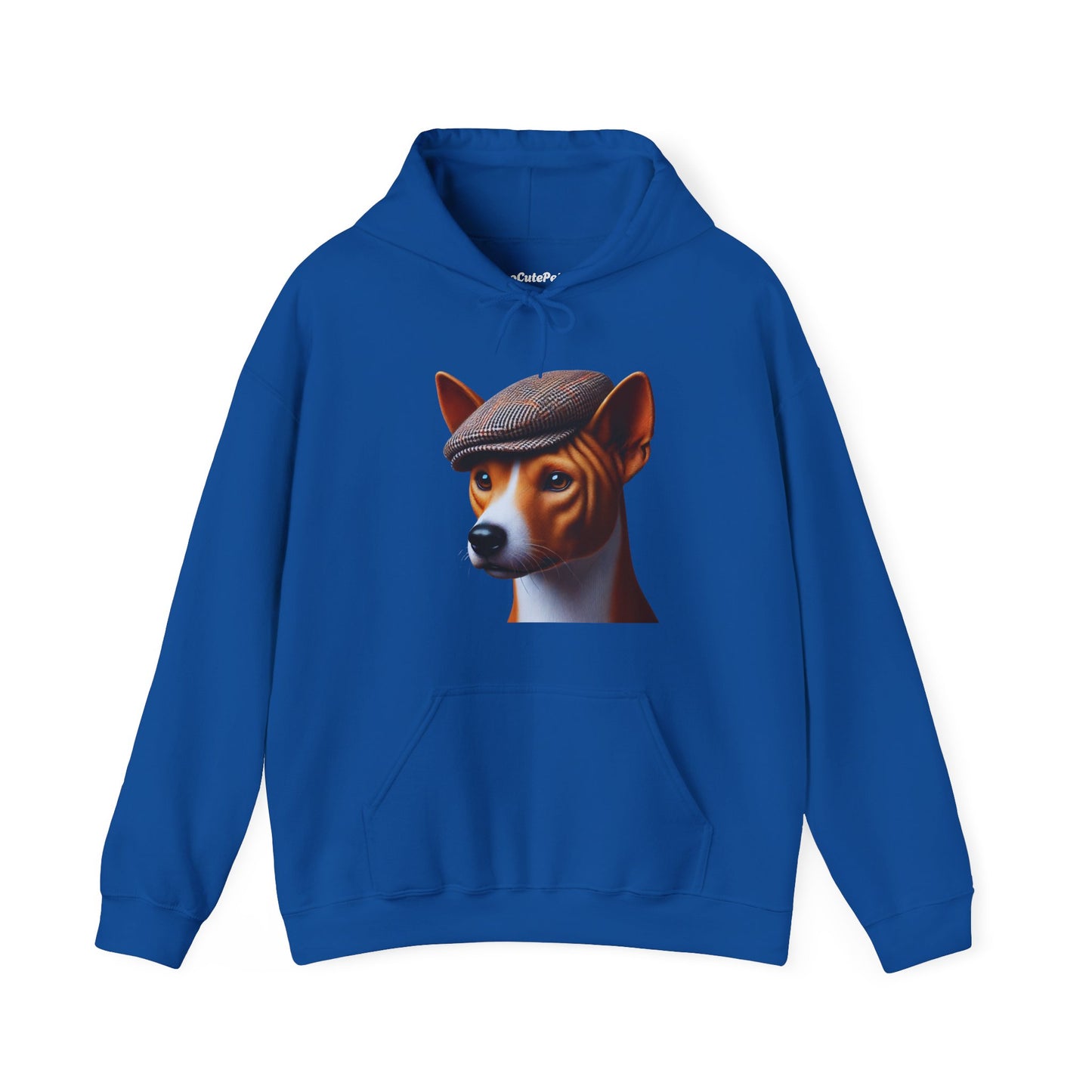 Basenji Wearing Tweed Flat Cap - Adult Hoodie - Too Cute Pets