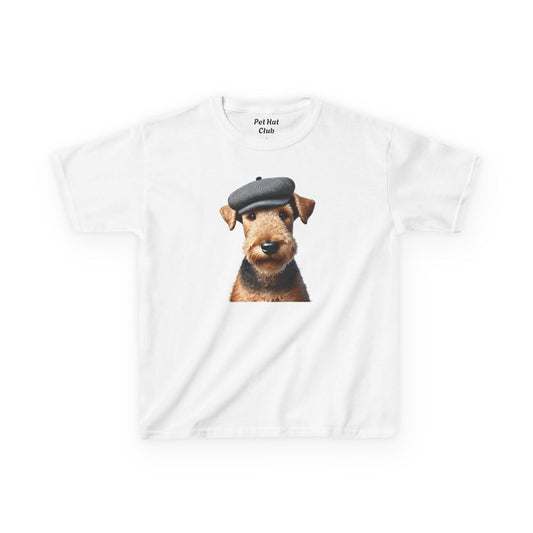 Airedale Terrier Wearing Tweed Flat Cap Youth T-Shirt - Too Cute Pets