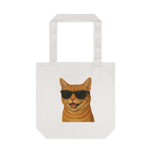 Orange Tabby Cat Wearing Sunglasses Cotton Tote Bag