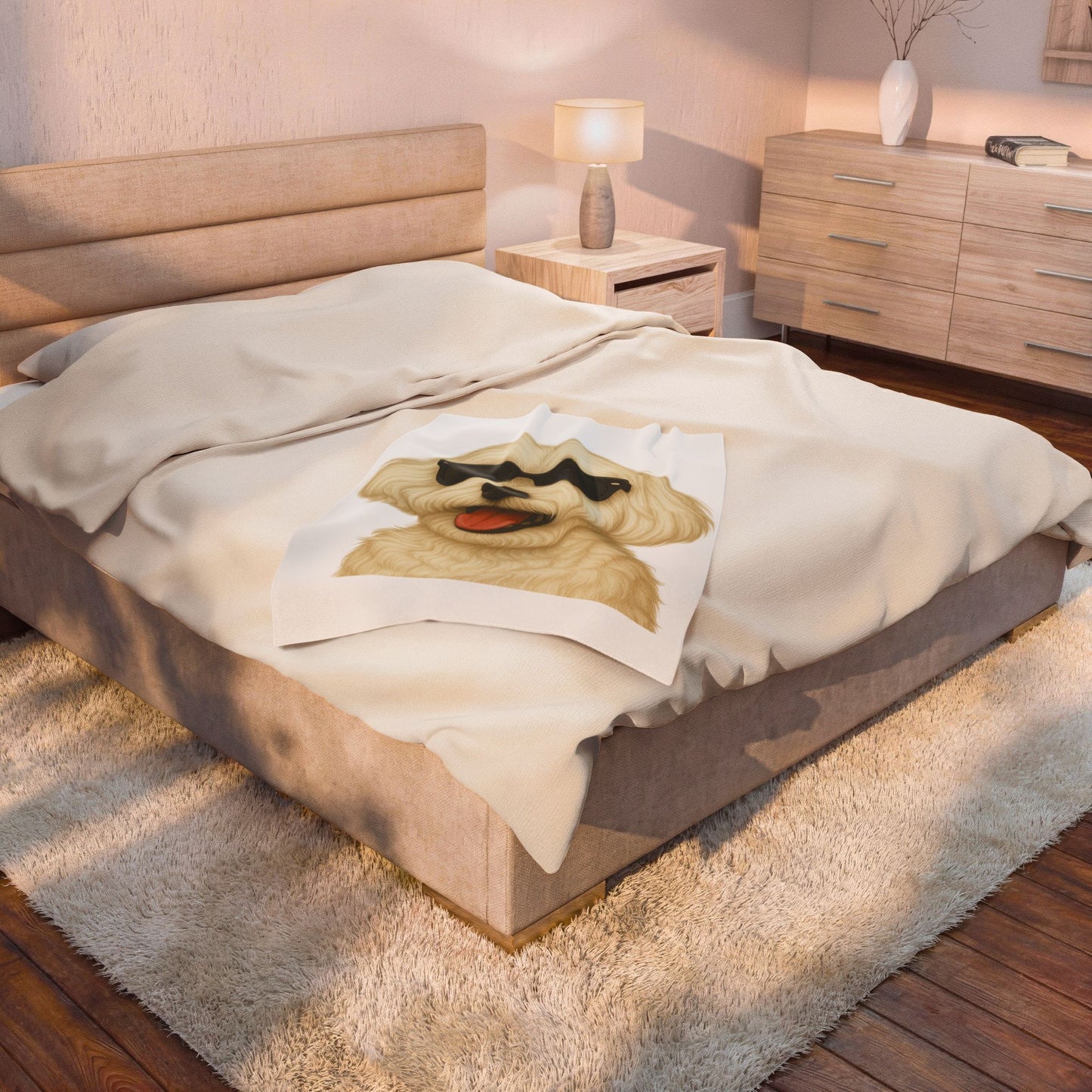 Maltese Wearing Sunglasses - Sherpa Blanket