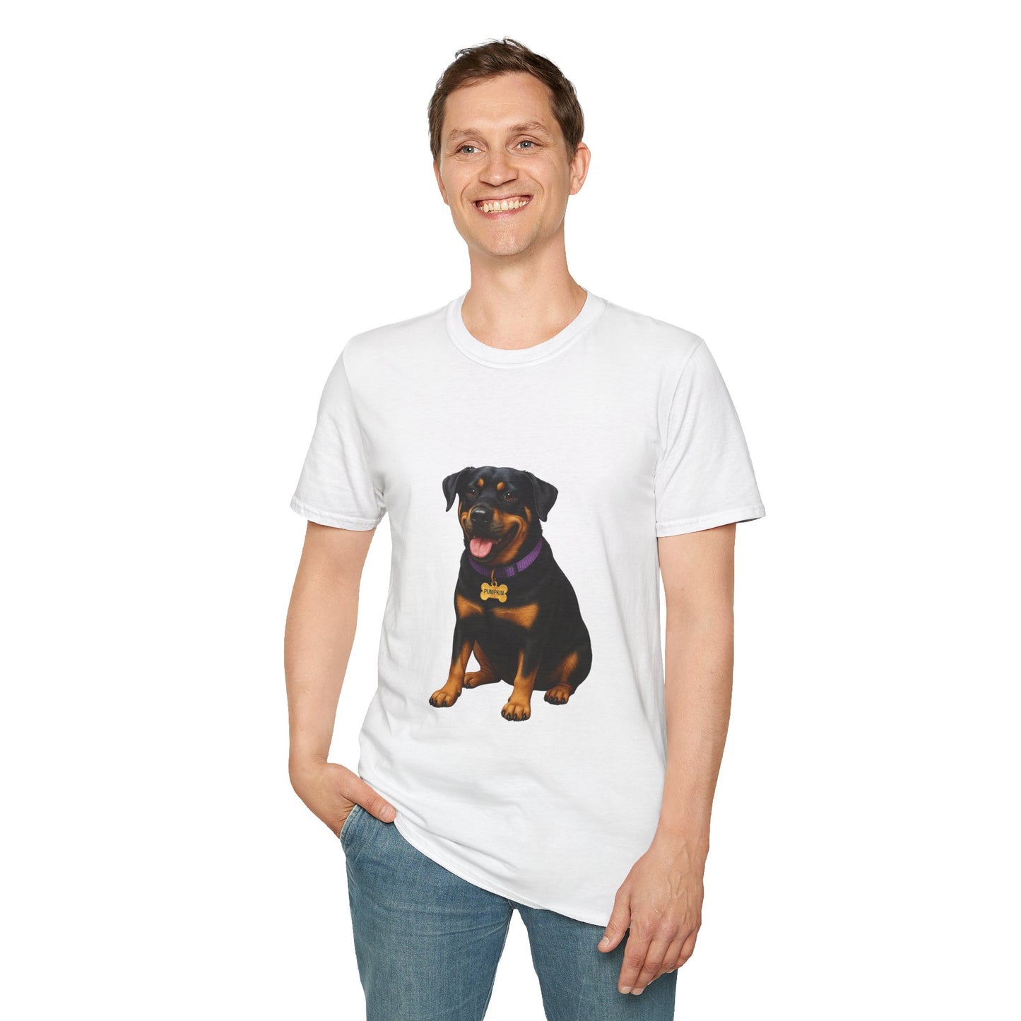 Dog Lover Unisex T-Shirt featuring Lab and Rottweiler Mix 'Pumpkin' by Too Cute Pets