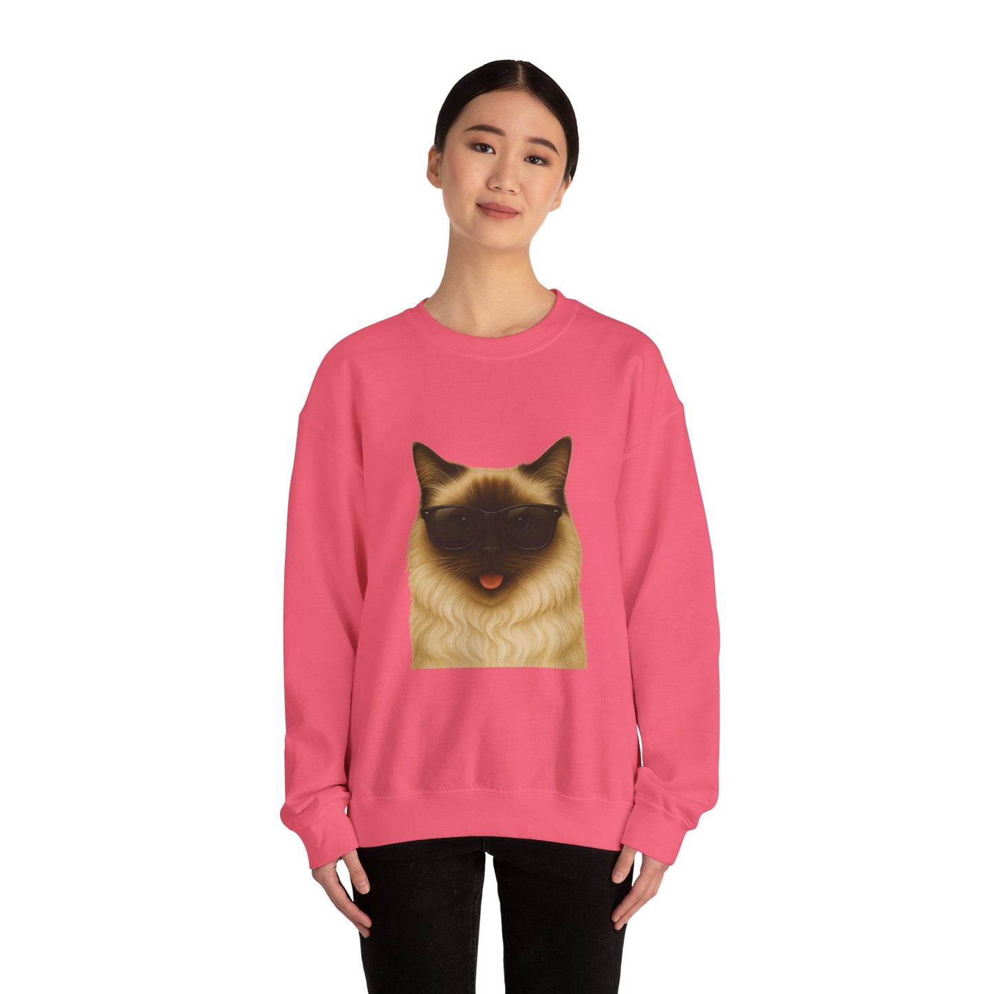 Ragdoll Cat Wearing Sunglasses - Adult Crewneck Sweatshirt