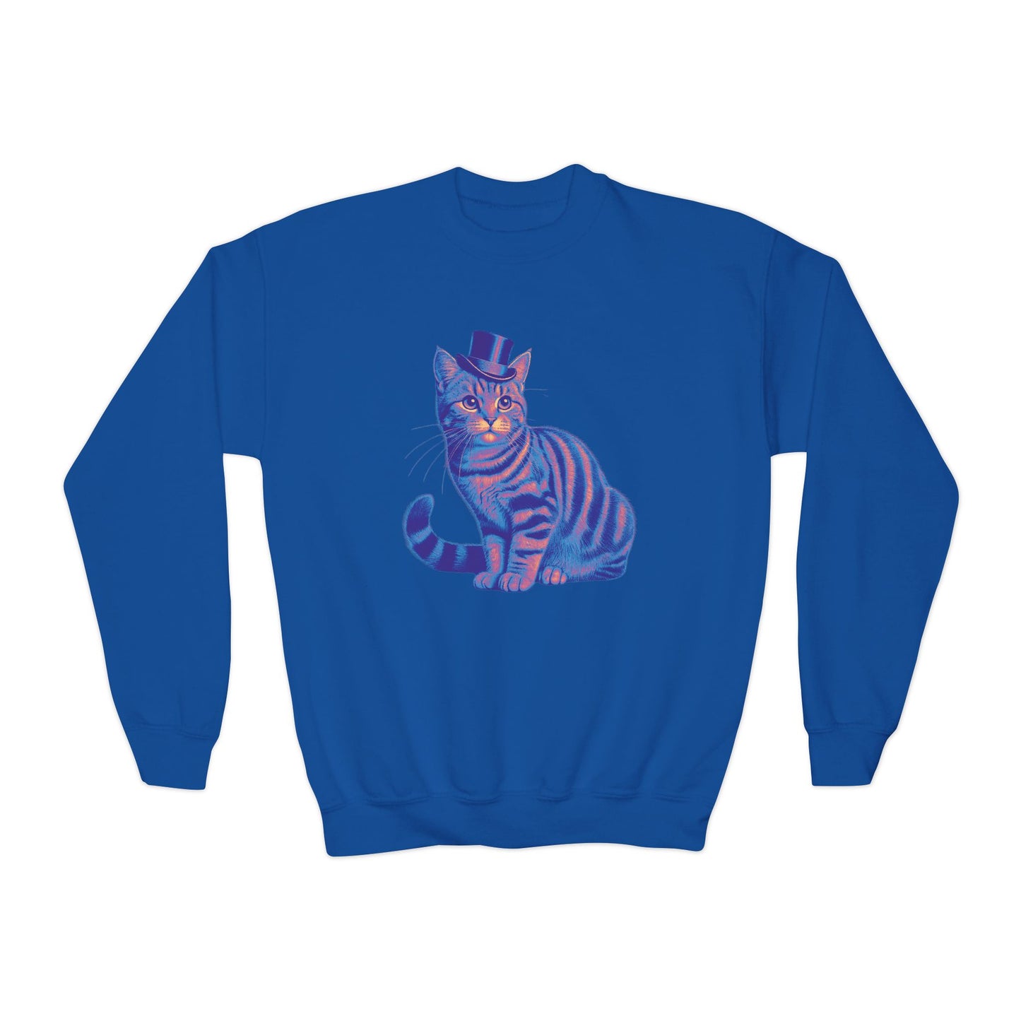 Tabby Wearing Top Hat (Multi-color) - Youth Sweatshirt - Too Cute Pets Collection