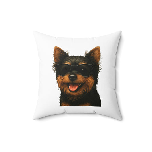 Yorkshire Terrier Wearing Sunglasses - Throw Pillow