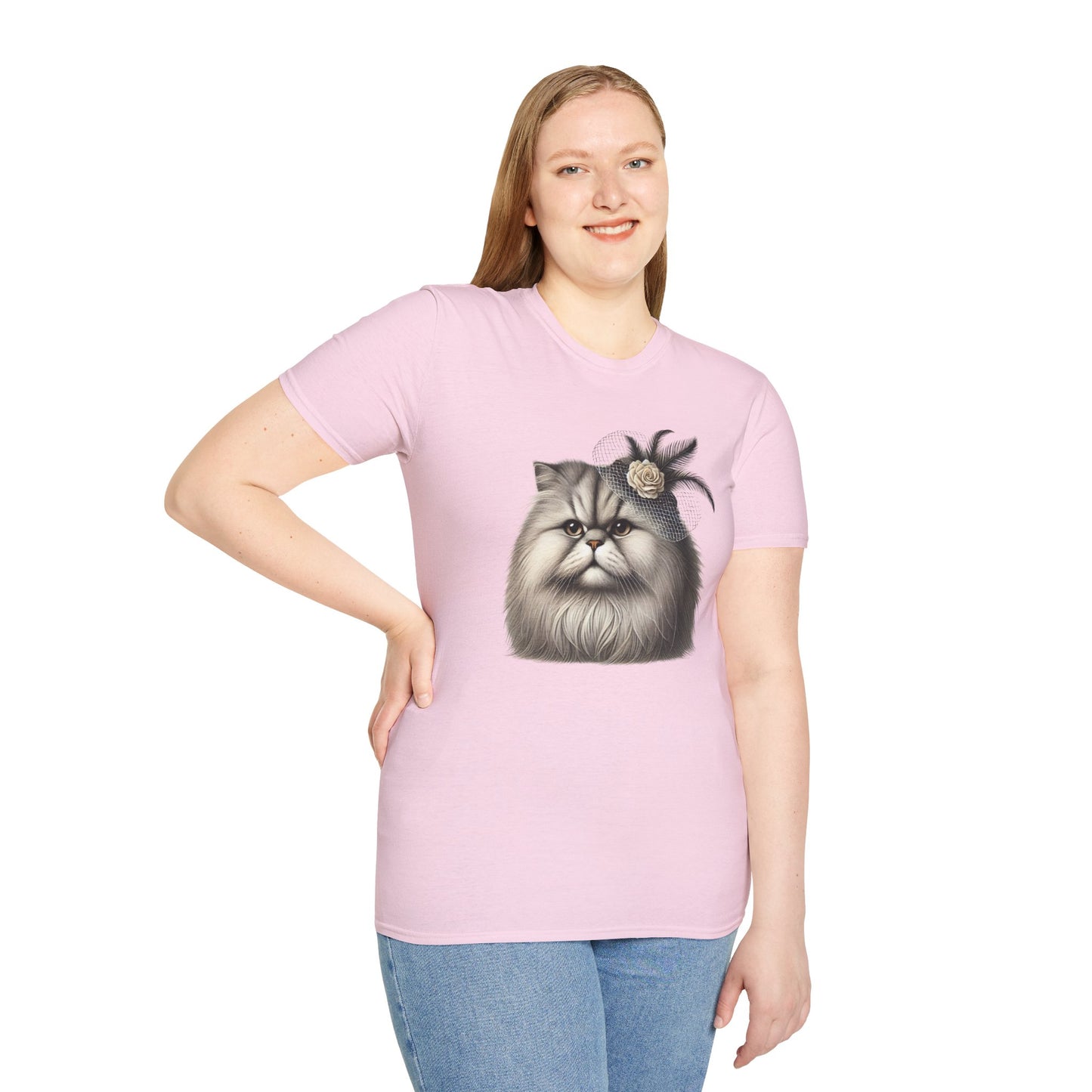 Persian Cat Wearing A Flower Fascinator - Adult T-Shirt -Too Cute Pets