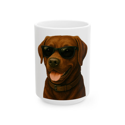 Brown Labrador Retriever Wearing Sunglasses Ceramic Mug