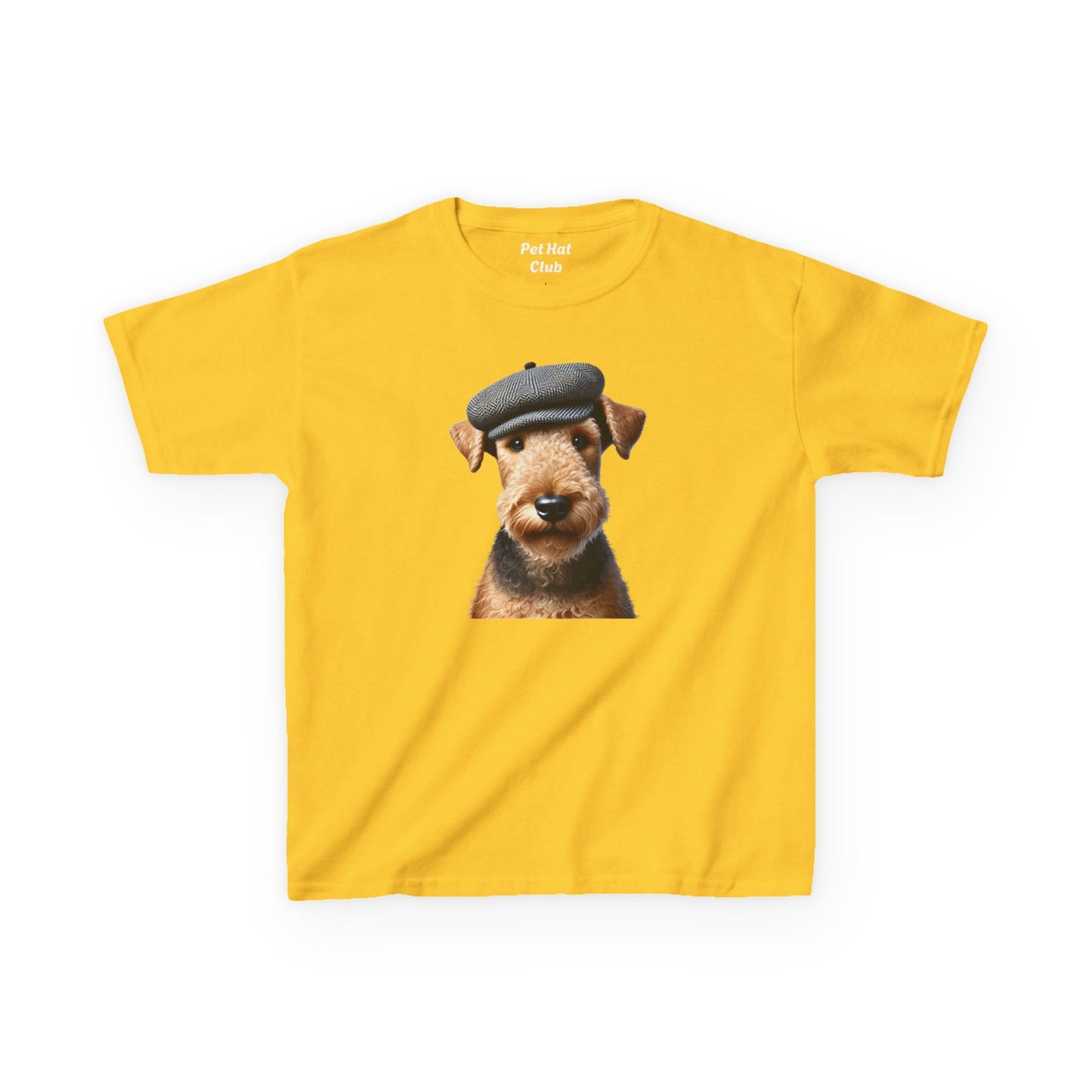 Airedale Terrier Wearing Tweed Flat Cap Youth T-Shirt - Too Cute Pets