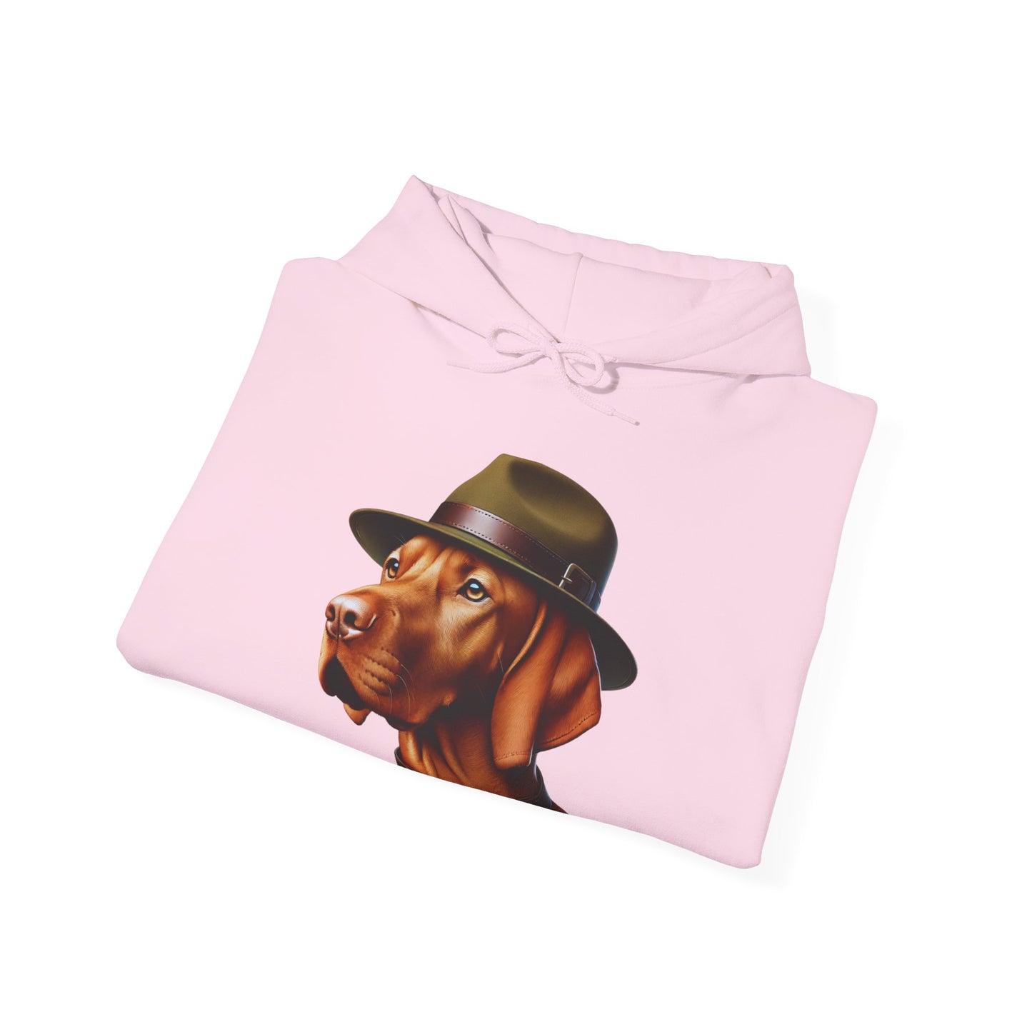 Dashing Vizsla Wearing Campaign Hat - Adult Hoodie - Too Cute Pets