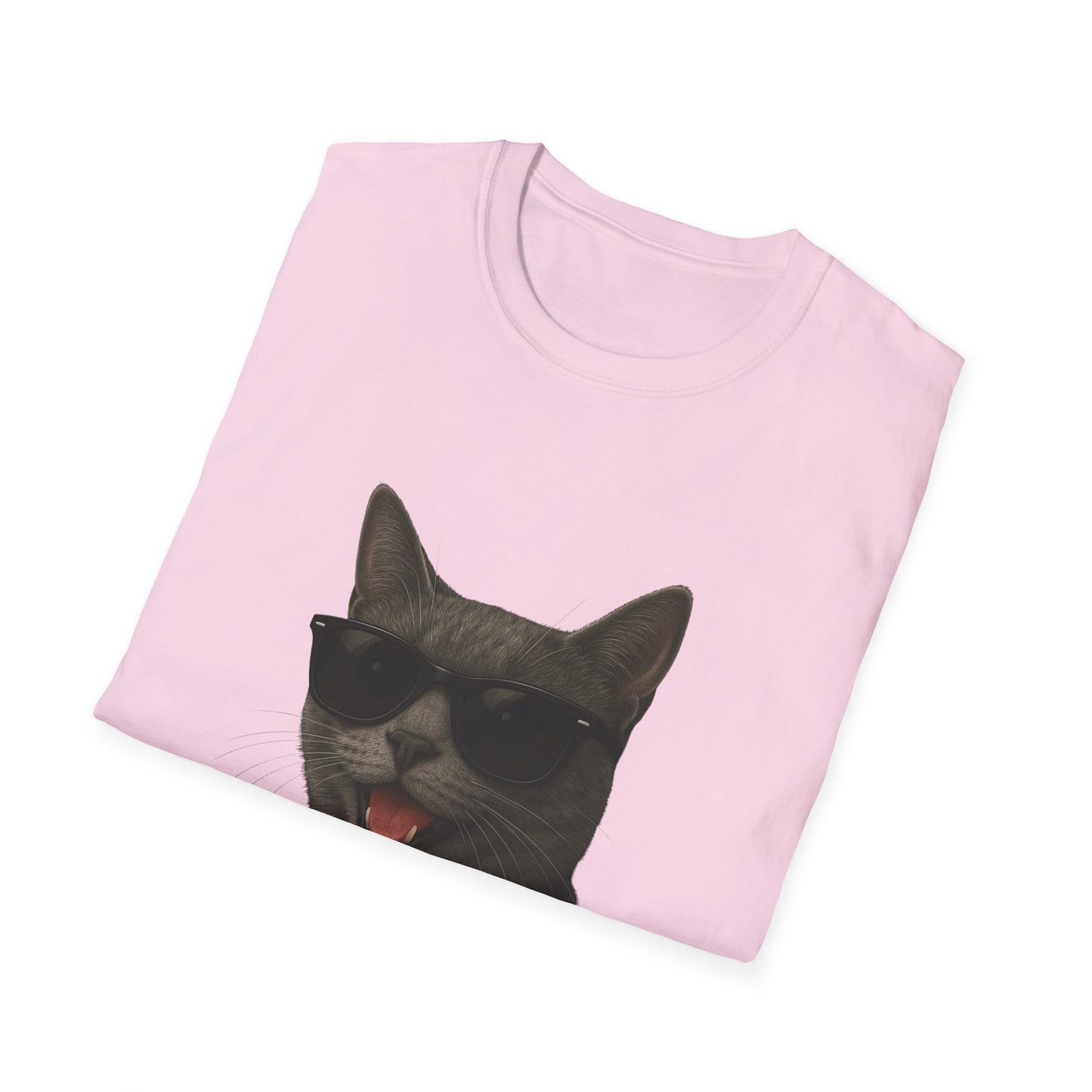 Gray Cat Wearing Sunglasses - Adult T-Shirt