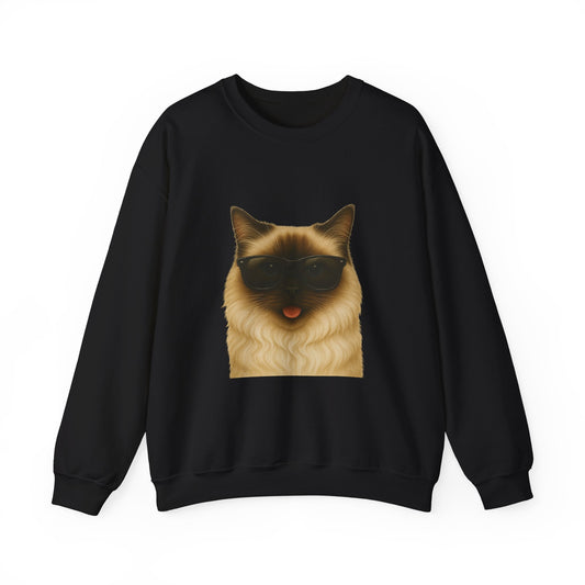 Ragdoll Cat Wearing Sunglasses - Adult Crewneck Sweatshirt
