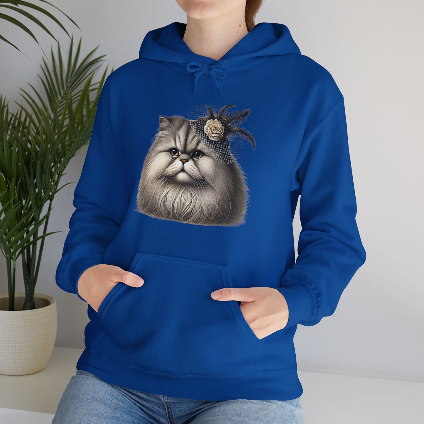 Persian Cat Wearing A Flower Fascinator - Adult Hoodie - Too Cute Pets