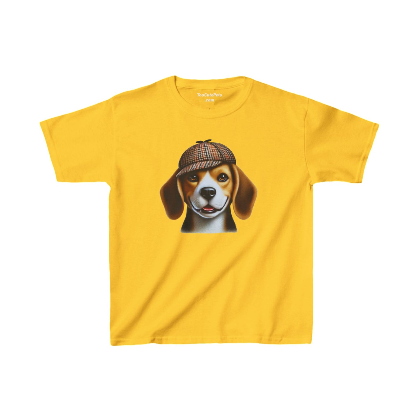 Smiling Beagle Wearing Deerstalker Hat Youth T-Shirt - Too Cute Pets