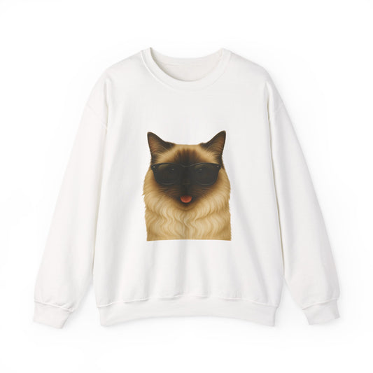 Ragdoll Cat Wearing Sunglasses - Adult Crewneck Sweatshirt