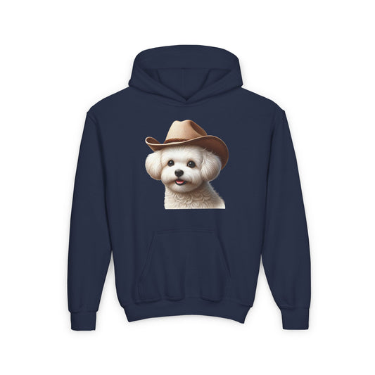 Maltese Wearing Cowgirl Hat Hooded Sweatshirt