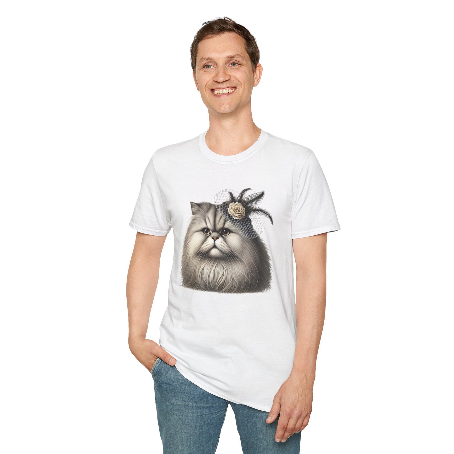 Persian Cat Wearing A Flower Fascinator - Adult T-Shirt -Too Cute Pets