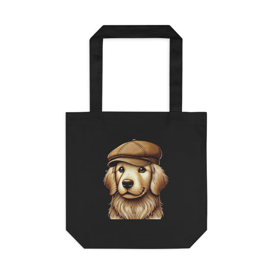 Golden Retriever Wearing a Newsboy Cap - Cotton Tote Bag