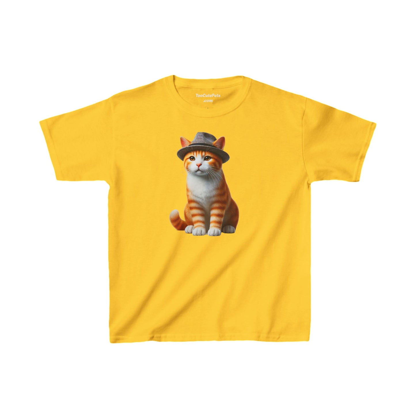 Tabby Kitten Wearing Fedora Hat Youth T-Shirt - Too Cute Pets