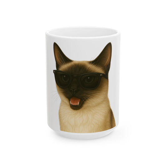 Siamese Cat Wearing Sunglasses Ceramic Mug