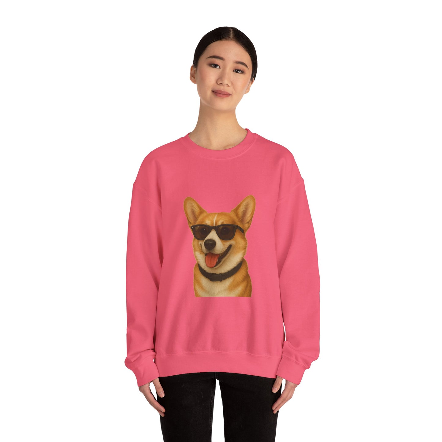 Corgi Wearing Sunglasses - Adult Crewneck Sweatshirt