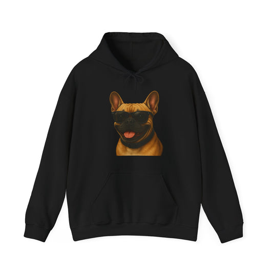 French Bulldog Wearing Sunglasses - Adult Hoodie
