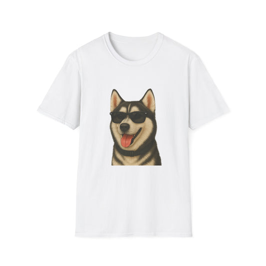 Siberian Husky Wearing Sunglasses - Adult T-Shirt