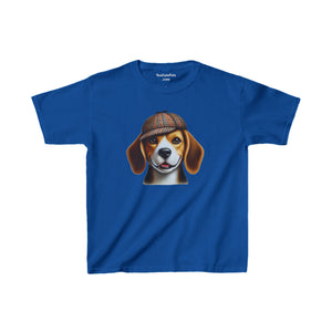 Smiling Beagle Wearing Deerstalker Hat Youth T-Shirt - Too Cute Pets
