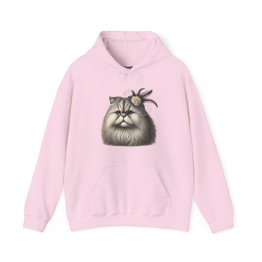 Persian Cat Wearing A Flower Fascinator - Adult Hoodie