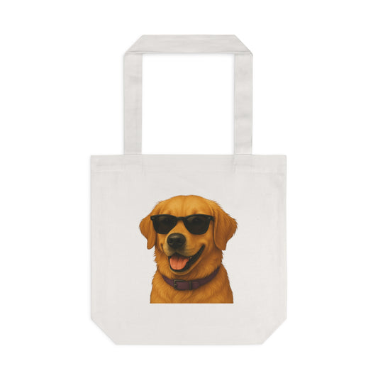 Golden Retriever Wearing Sunglasses Cotton Tote Bag