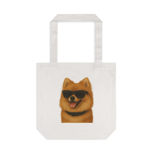 Pomeranian Wearing Sunglasses Cotton Tote Bag