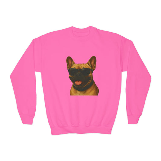 French Bulldog Wearing Sunglasses - Youth Sweatshirt