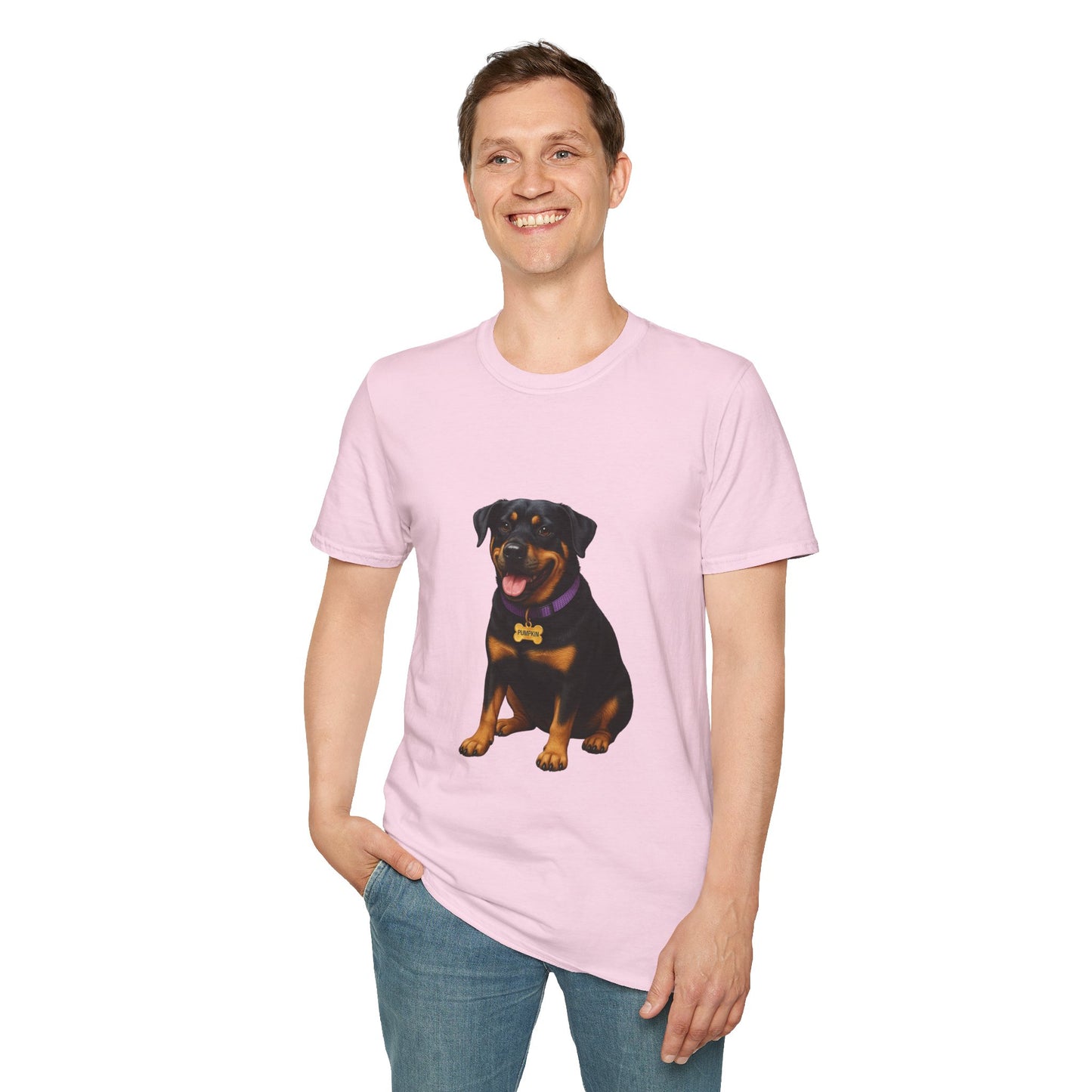 Dog Lover Unisex T-Shirt featuring Lab and Rottweiler Mix 'Pumpkin' by Too Cute Pets