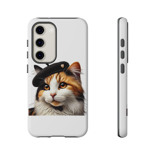 Calico Cat Wearing a Beret - Tough Phone Case