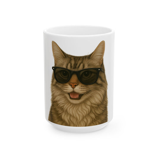 Siberian Cat Wearing Sunglasses Ceramic Mug