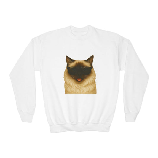 Ragdoll Cat Wearing Sunglasses - Youth Crewneck Sweatshirt