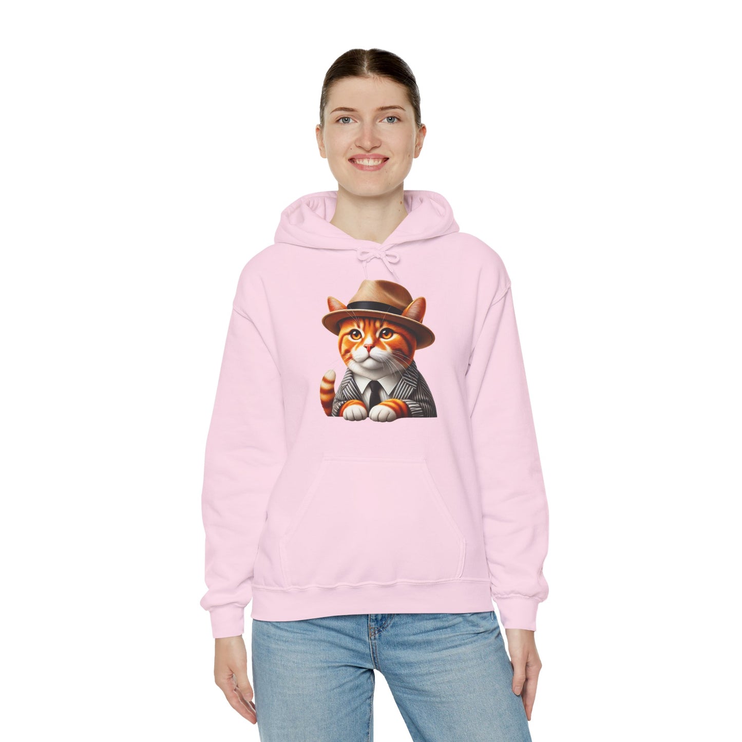 Tabby Cat in Fedora & Suit – Adult Unisex Hoodie