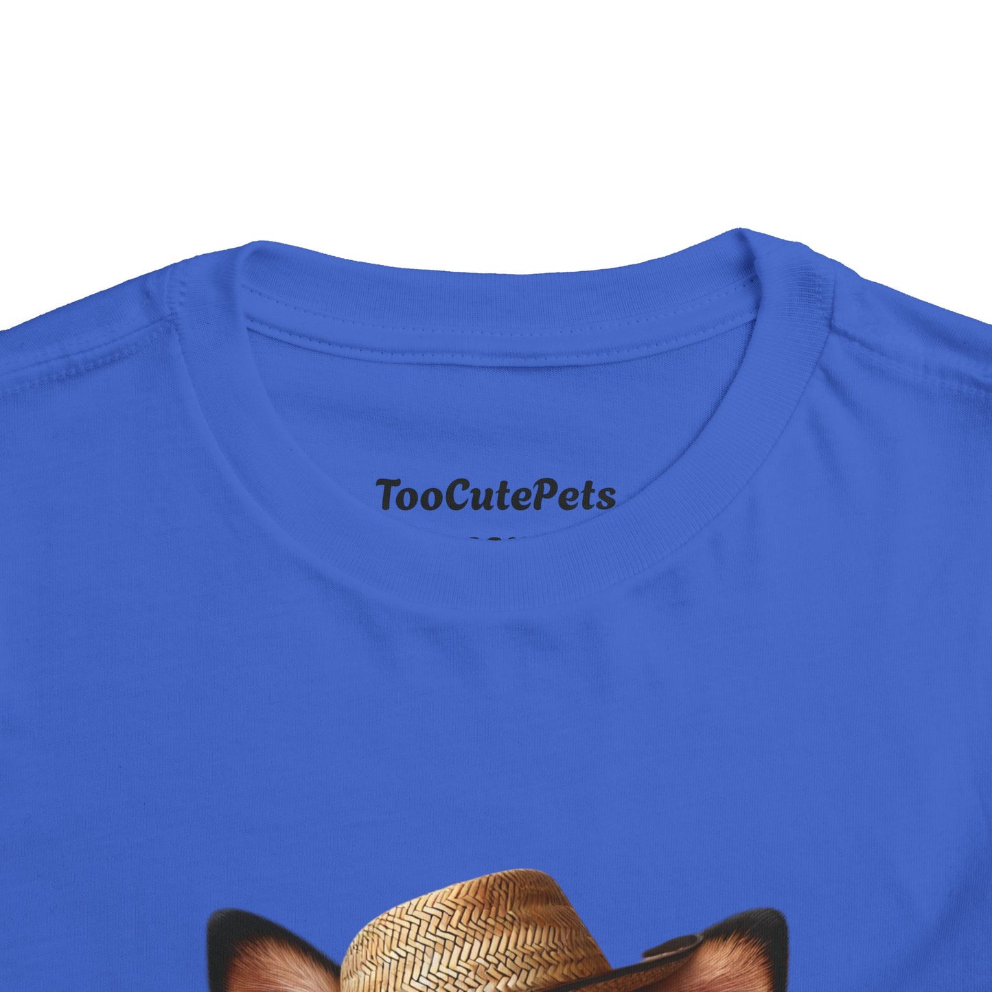 Cattle Dog Puppy Wearing Bandana & Straw Hat Toddler Tee - Too Cute Pets