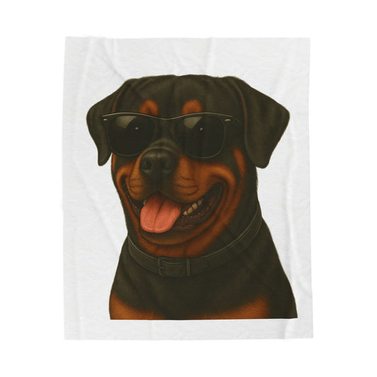 Rottweiler Wearing Sunglasses - Sherpa Blanket