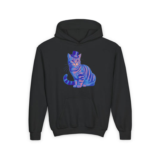 Tabby Wearing Top Hat (Multi Color Image) - Youth Hoodie