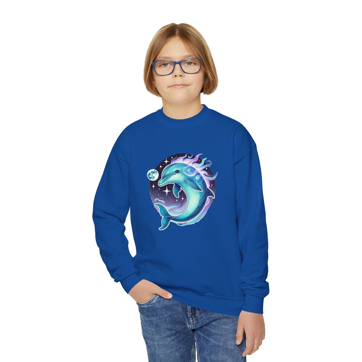 Luna The Dolphin Youth Crewneck Sweatshirt - Comfy and Cute Style for Kids
