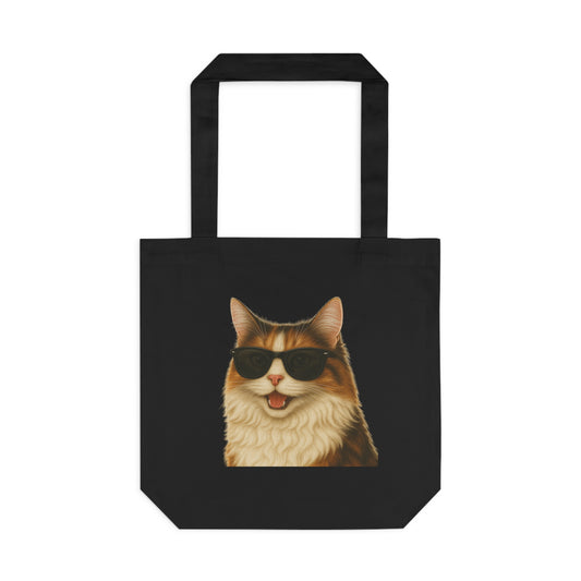 Calico Cat Wearing Sunglasses Cotton Tote Bag