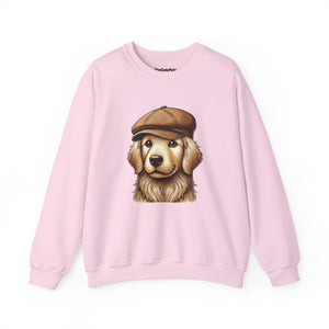 Golden Retriever In Newsboy Hat - Adult Crewneck Sweatshirt - Too Cute Pets