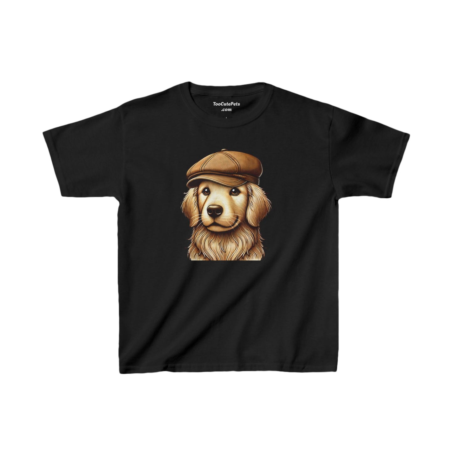 Golden Retriever With Newsboy Hat - Youth T-Shirt - Too Cute Pets