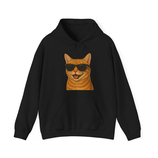 Orange Tabby Cat Wearing Sunglasses - Adult Hoodie