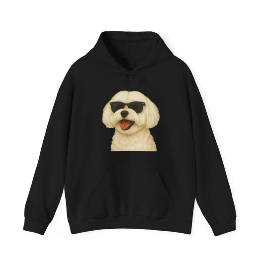 Maltese Wearing Sunglasses - Adult Hoodie