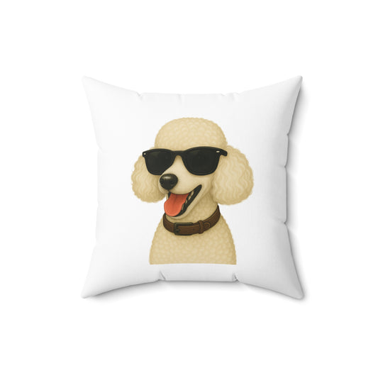 White Poodle Wearing Sunglasses - Throw Pillow
