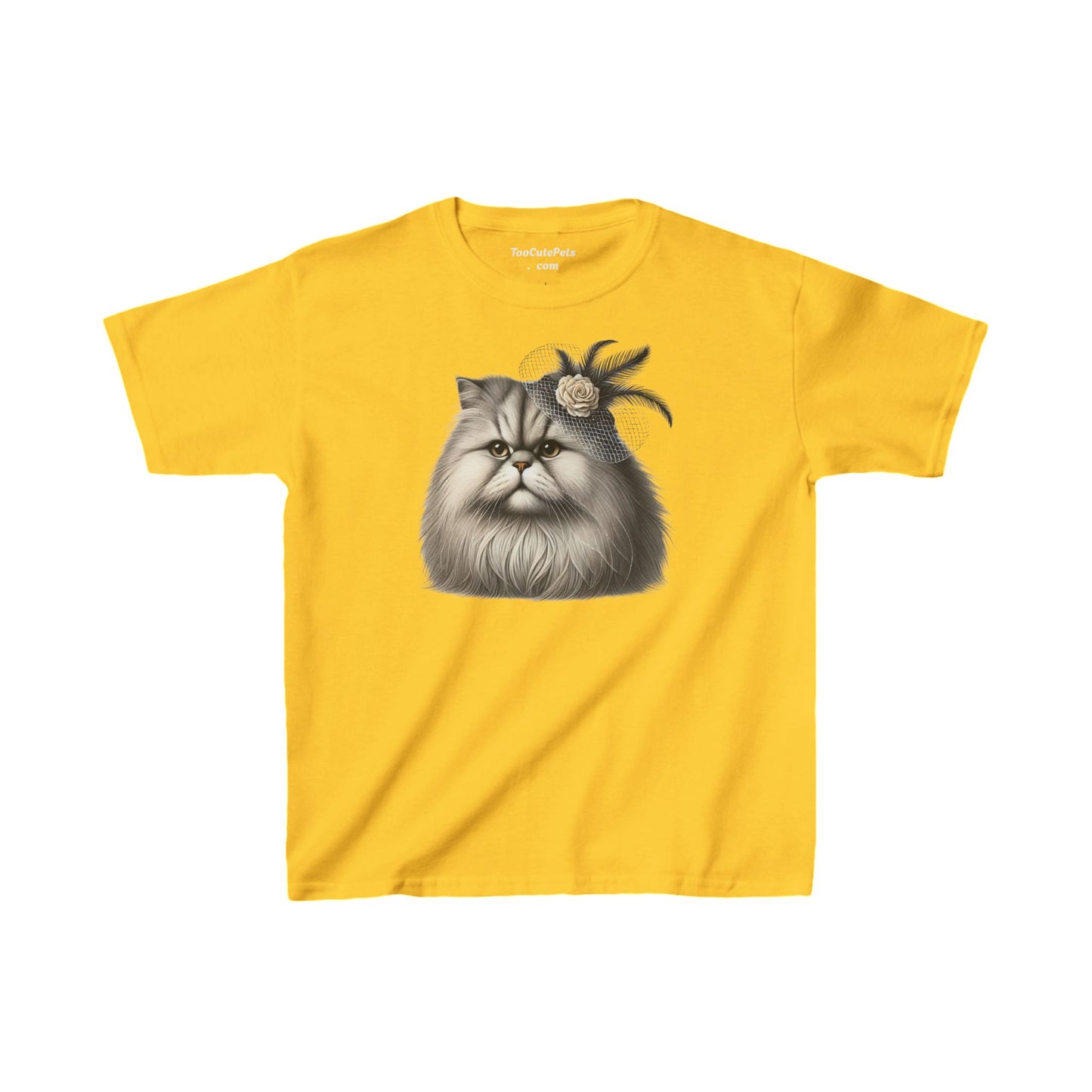 Persian Cat Wearing Fascinator Hat Youth T-Shirt - Too Cute Pets
